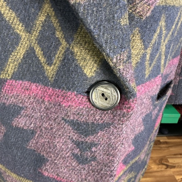 Take Six Size Medium‎ Vintage Aztec Blazer Wool Blend One Button - Picture 4 of 6